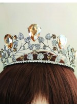 Красива корона с кристали цвят праскова Golden Shadow Queen